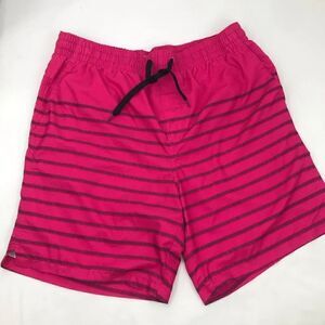 Ad Hoc Bright Pink Black Stripe Swim Trunks